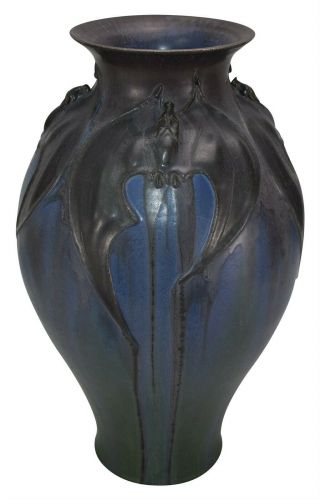 Ephraim Faience Pottery 2011 Moonlight Revel Indigo Blue Show Vase E51