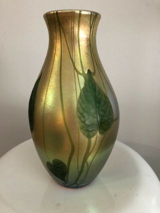 Antique Louis Comfort Lc Tiffany 5260 J Favrille Art Glass Aurene Vase 9 "