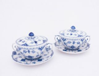 2 Rare Bouillon Cups 1228 - Blue Fluted - Royal Copenhagen - 1:st Quality 3