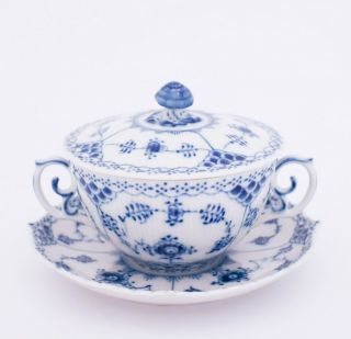 2 Rare Bouillon Cups 1228 - Blue Fluted - Royal Copenhagen - 1:st Quality 5