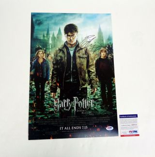 Daniel Radcliffe Harry Potter Signed Deathly Hallows Movie Poster Psa/dna