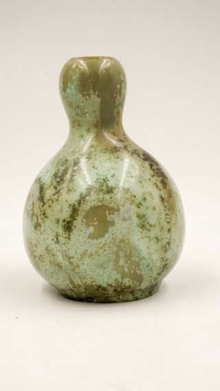 Arts Crafts 1910 ' s FULPER Pottery Green Leopard Skin Crystalline GOURDE VASE 13 4
