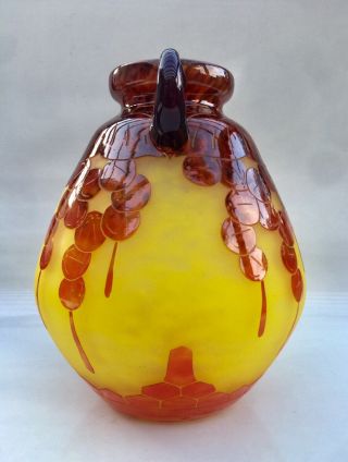 Le Verre Francais Art Deco Cameo Glass Vase 10” 2