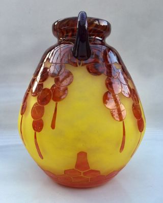 Le Verre Francais Art Deco Cameo Glass Vase 10” 3