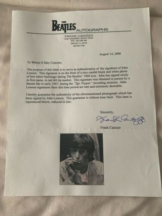 BEATLES 1967 John Lennon signed photograph Tracks and Caiazzo COAs autograph NR 8