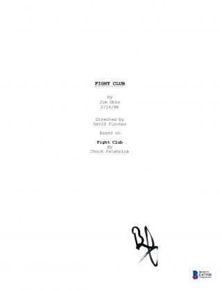 Brad Pitt Signed Fight Club Script Beckett Bas Autograph Auto