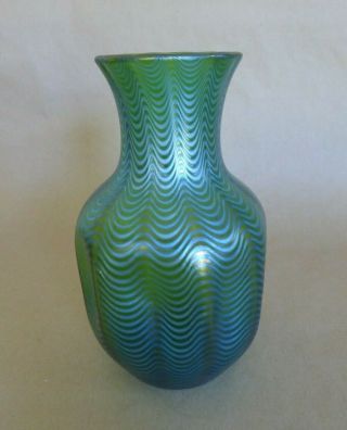 Large Antique Loetz Iridescent Green Glass Vase Creta Phaenomen Pg6893 - H21cm