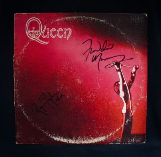Queen Autographed Queen I Album By Freddie Mercury & Roger Taylor Bo Rap