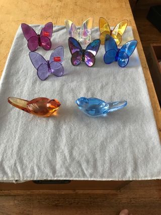6 Baccarat Crystal Butterfly And 2 Birds As Well As 6 Boxes
