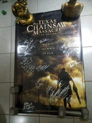 Texas Chainsaw Massacre Beginning Poster Signed Matt Bomer R Lee Ermey Brewster