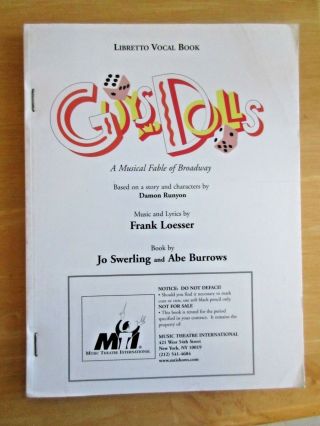 Guys And Dolls - Libretto Vocal Book - Runyon,  Loesser,  Swerling,  Burrows