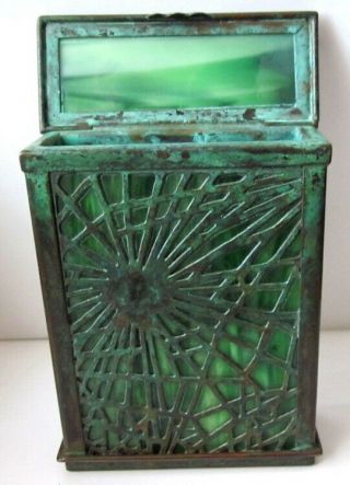 1910 Tiffany Studios York Bronze & Favrile Pine Needle Pattern Trinket Box 2