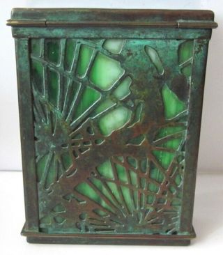 1910 Tiffany Studios York Bronze & Favrile Pine Needle Pattern Trinket Box 3
