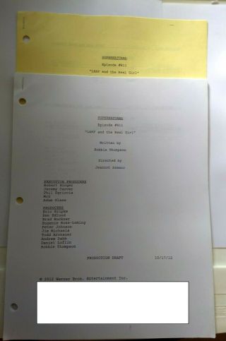Rare Supernatural Cast & Crew Production Draft Script Screenplay Episode 811