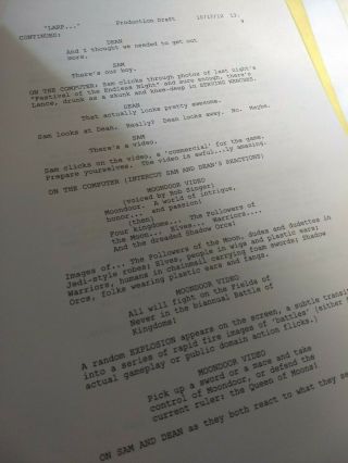 RARE Supernatural Cast & Crew Production Draft Script Screenplay Episode 811 3