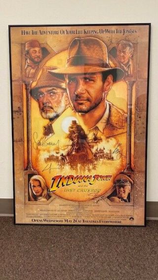 Harrison Ford Signed Indiana Jones Last Crusade 27x40 Framed Movie Poster