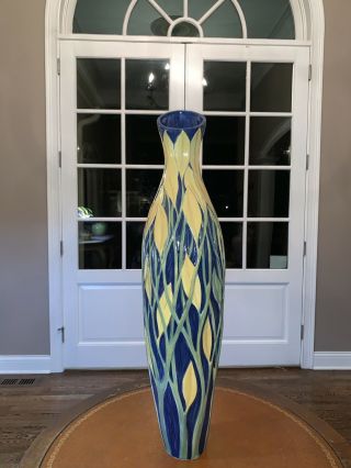 Huge 30.  5” Tall Rookwood Iris Vase One Of A Kind Special Made - Blue Yellow