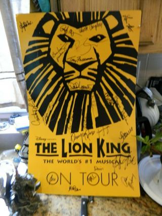 Rare The Lion King Broadway Cast Signed Poster Musical Tour 24 Signatures