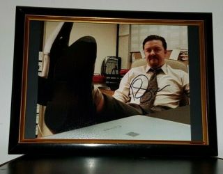 Ricky Gervais - Hand Signed Photo - David Brent - With Framed