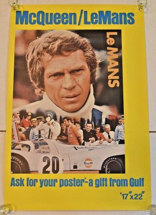 1971 Le Mans Steve Mcqueen Gulf Porsche Display Movie Poster Very Rare