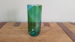 Vintage Murano Glass By Tapio Wirkkala For Venini Blue And Green Vase Signed