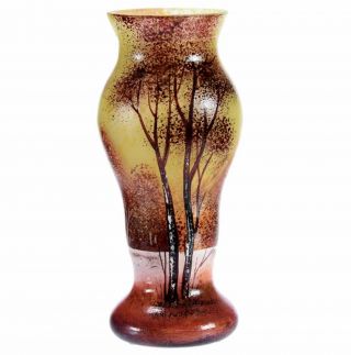 5 1/2” Daum Nancy French Enamel Art Glass Vase
