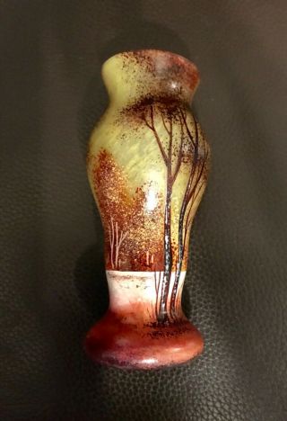 5 1/2” Daum Nancy French Enamel Art Glass Vase 6
