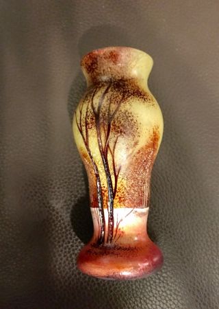 5 1/2” Daum Nancy French Enamel Art Glass Vase 7