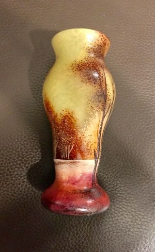 5 1/2” Daum Nancy French Enamel Art Glass Vase 8