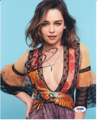 Emilia Clarke Signed 8x10 Hot Sexy Photo Cleavage Game Of Thrones Psa/dna