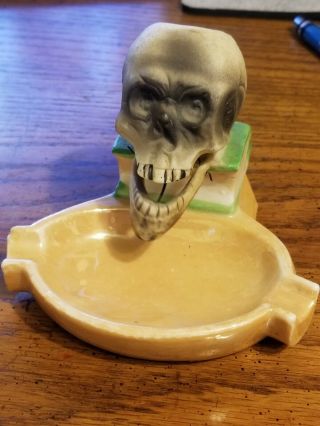 Vintage Skull Ashtray With Moving Jaw.