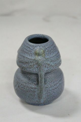 Arts Crafts Weller Fru Russett Double Dragonfly Handled Art Pottery Vase 2
