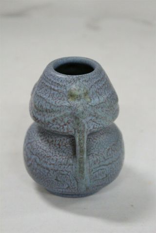 Arts Crafts Weller Fru Russett Double Dragonfly Handled Art Pottery Vase 4