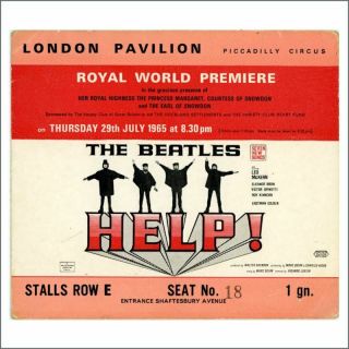 The Beatles 1964 Help Premiere Ticket (uk)