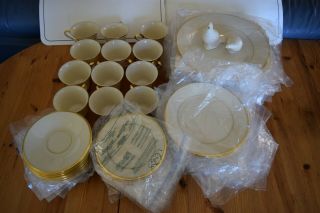 Set Of 63,  12 5 - Pc Place Settings Lenox Eternal China,  Oval Bowl With Gold Trims