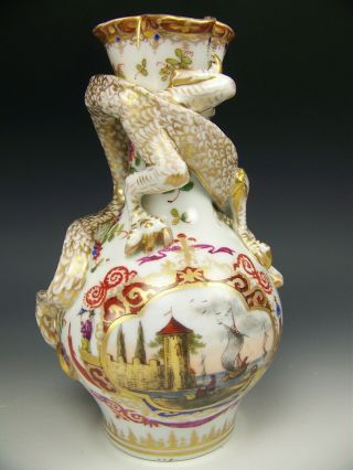 Rare Piece Helena Wolfsohn Dresden Hand Painted With Dragon Vase 1889 - 1891