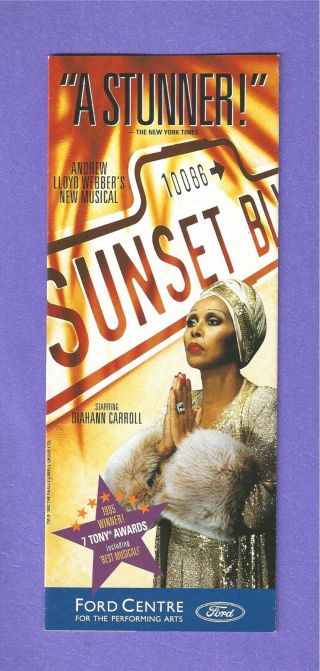 Diahann Carroll In Sunset Blvd.  The Musical 1992 Toronto Flyer