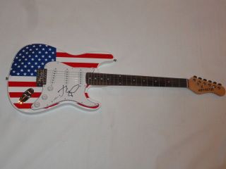 John Mellencamp Signed Usa Flag Electric Guitar Cougar Legend Jsa