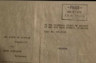 Jim morrison Trial documents signed by defense attorney 3