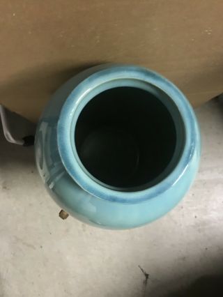 Vintage Catalina Island Clay Pottery Oil Vase 18” Rare - Sea Foam Green 3