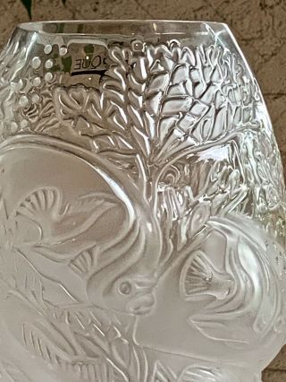 Lalique French Crystal Marina Vase Signed Authentic Underwater Scenes,  Box 2