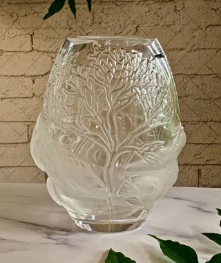 Lalique French Crystal Marina Vase Signed Authentic Underwater Scenes,  Box 6