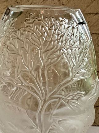 Lalique French Crystal Marina Vase Signed Authentic Underwater Scenes,  Box 7