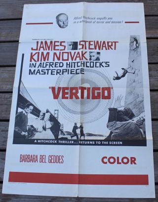 Rare Vintage Alfred Hitchcok Vertigo Movie Poster Us Military