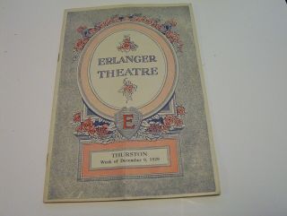 Vintage Erlanger Theatre Buffalo Ny Paper Program Thurston Master Magician 1929