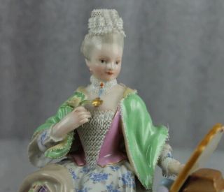 Meissen Porcelain Sense of Sight Lady With Mirror Dressing Table Figurine E5 10