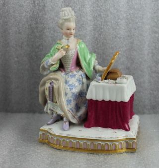 Meissen Porcelain Sense Of Sight Lady With Mirror Dressing Table Figurine E5