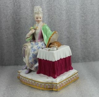 Meissen Porcelain Sense of Sight Lady With Mirror Dressing Table Figurine E5 2