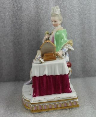 Meissen Porcelain Sense of Sight Lady With Mirror Dressing Table Figurine E5 3