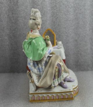 Meissen Porcelain Sense of Sight Lady With Mirror Dressing Table Figurine E5 5